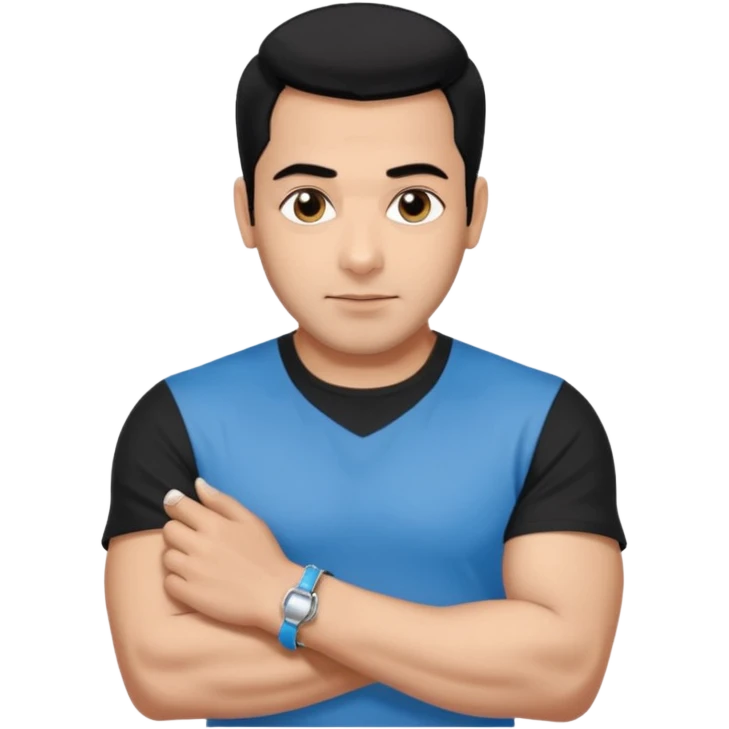 ipretty bratz emoji of salman khan wearing a black tee, silver- blue bracelet, black hair emoji