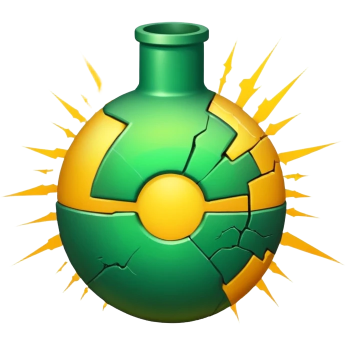 create a radioactive bomb emoji, which has a gradient of green to yellow, make the bomb have breaking patterns but isnt breaking, and make the bomb more digital instead of realistic emoji