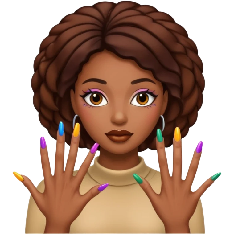 black woman nail art emoji