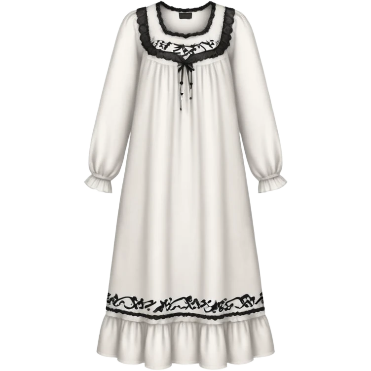 White victorian nightgown with black grafiti design  emoji