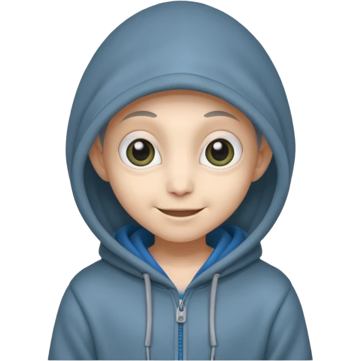 Aliens gray, hoodie, cute big eyes, thin ears, half body emoji