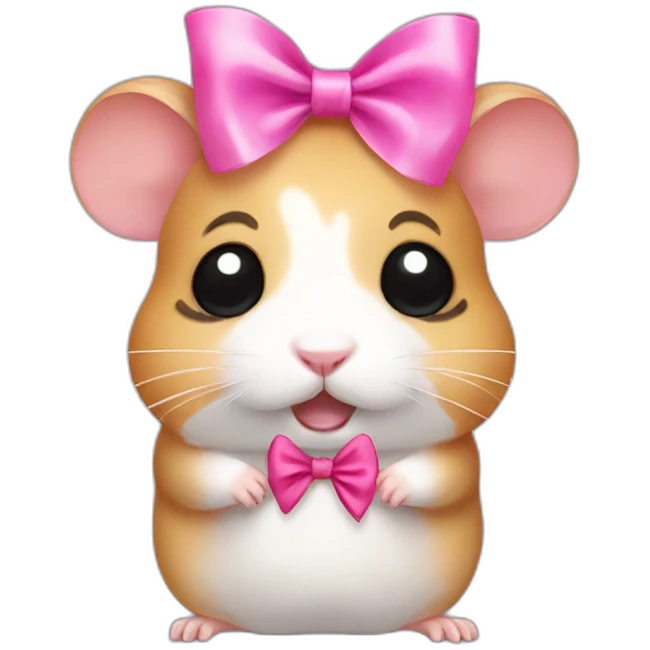 hamster with a pink bow, crying emoji