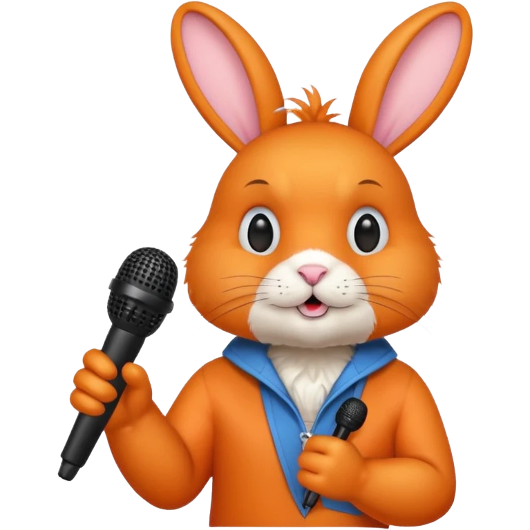 orange rabbit with microphone emoji