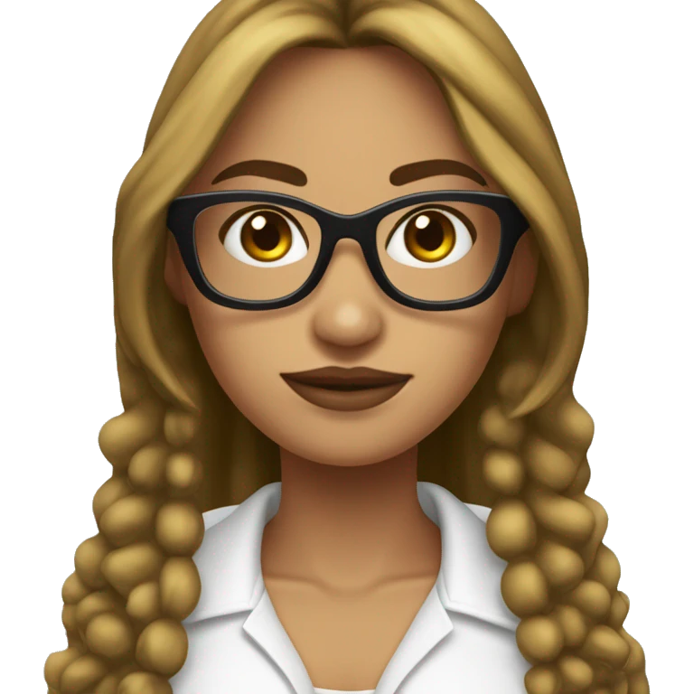 Chica blanca de cabello largo negro con gafas blancas emoji