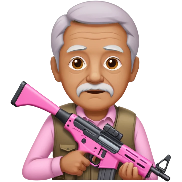 Old Man holding pink assault rifle emoji