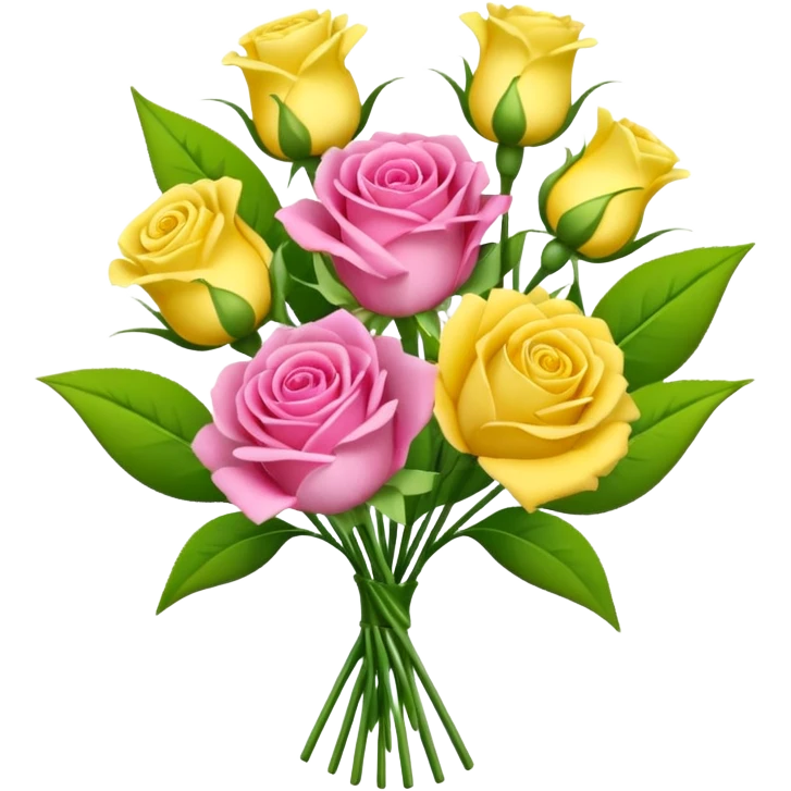 A mixed bouquet of four flowers, including pink roses and yellow lisianthus. emoji
