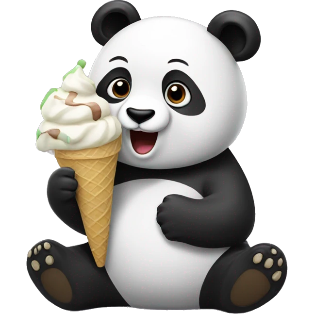 Panda eating ice cream emoji