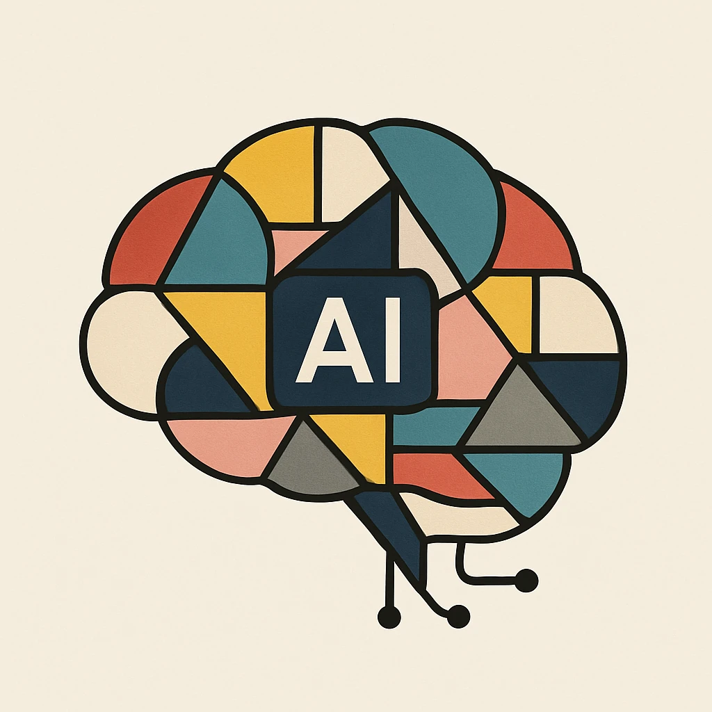 AI brain, abstract, geometric shapes, minimalistic design emoji