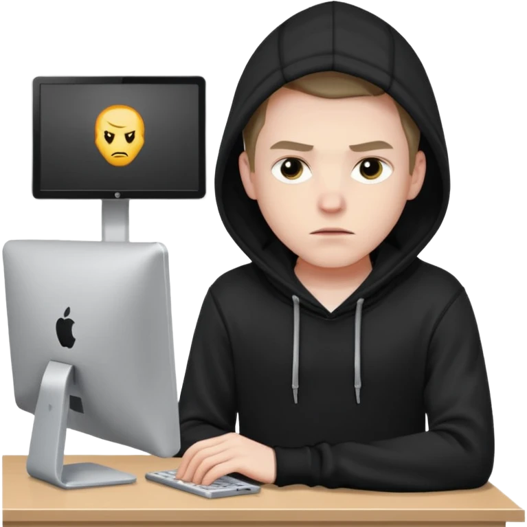 создай парня Айтишника хацкера че нибь получше по приличнее в капюшоне с нормальным фоне сзади emoji