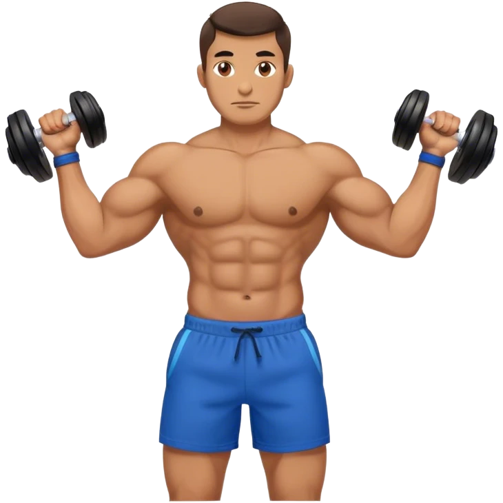 strong man with blue shorts holding kettlebell emoji