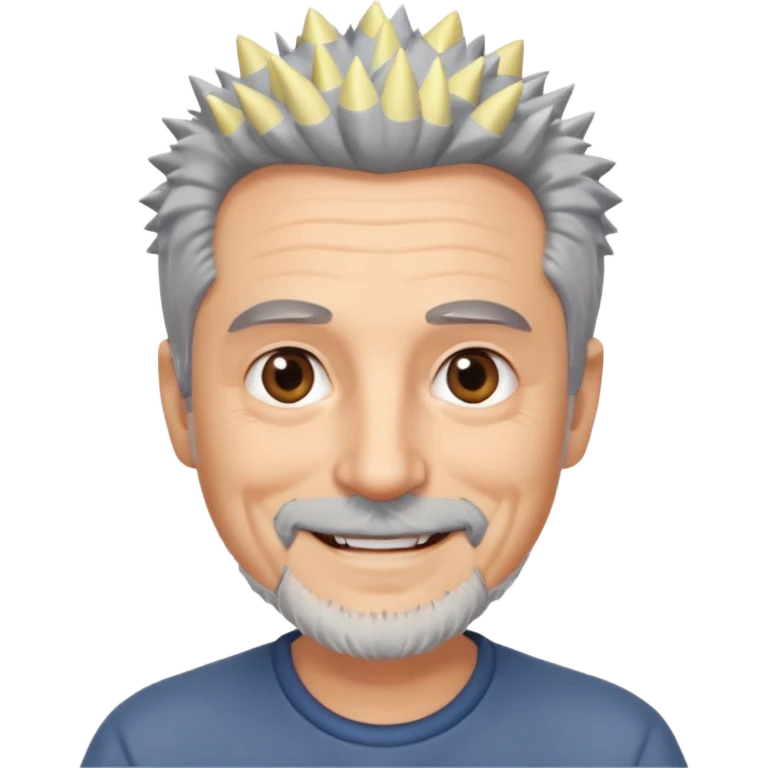 homme 60 ans cheveux gris piques petite barbe sourir emoji