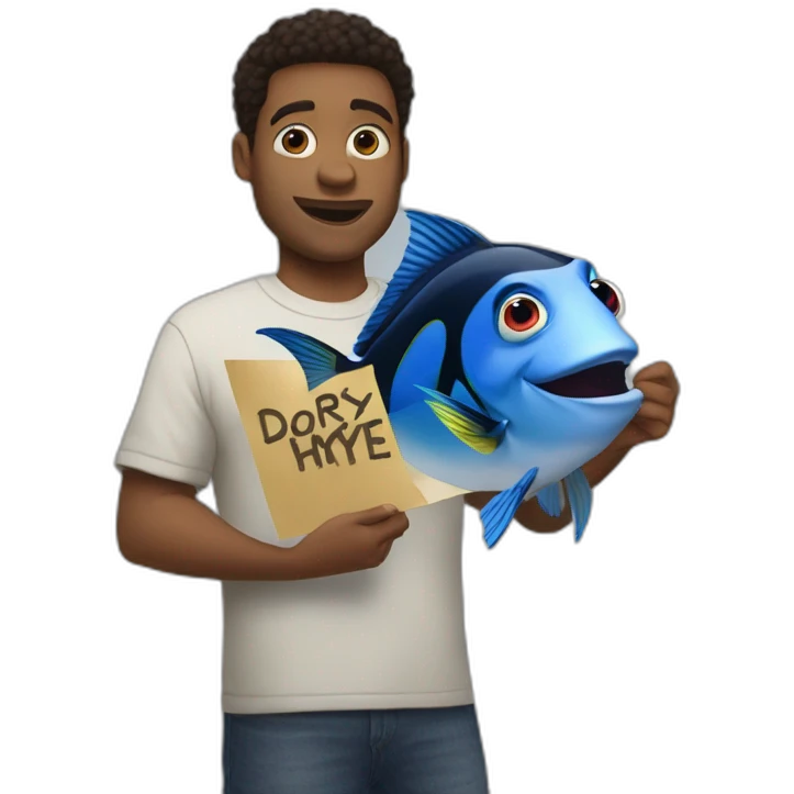 dory holding a hype sign emoji