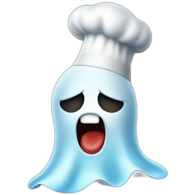 ghost with chef hat blowing a kiss emoji