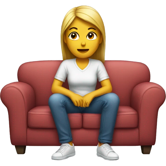 women sitting on couch waiting  emoji