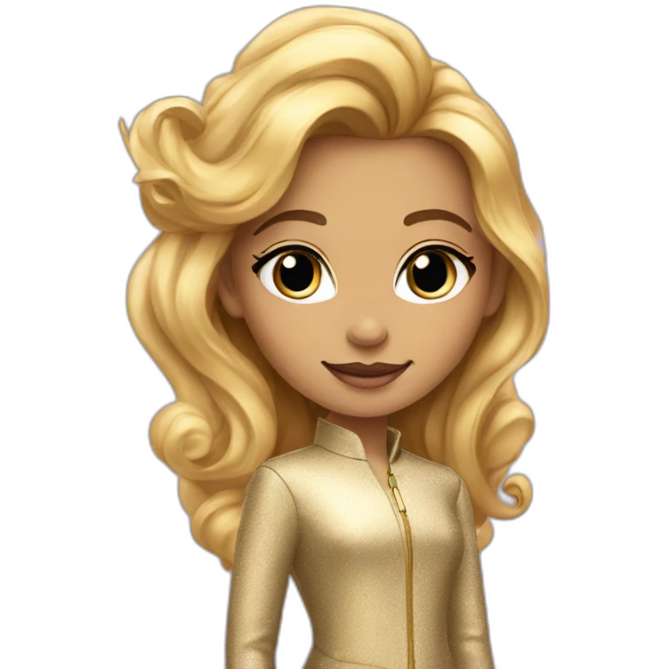 Posh-girl-with-golden-suit-and-blue-eyes-and-rainbow-unicorn-hair emoji