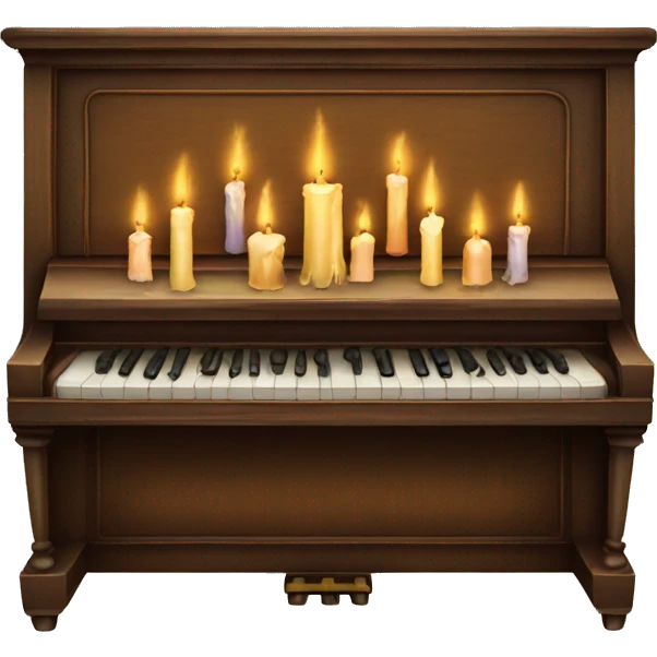 vintage piano with melted candles on top emoji