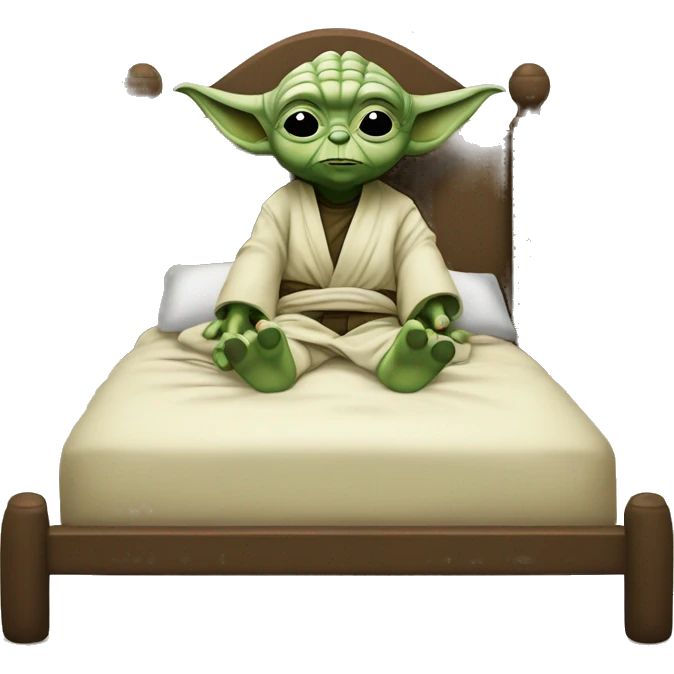 Yoda qui fait une siestedans un lit  emoji