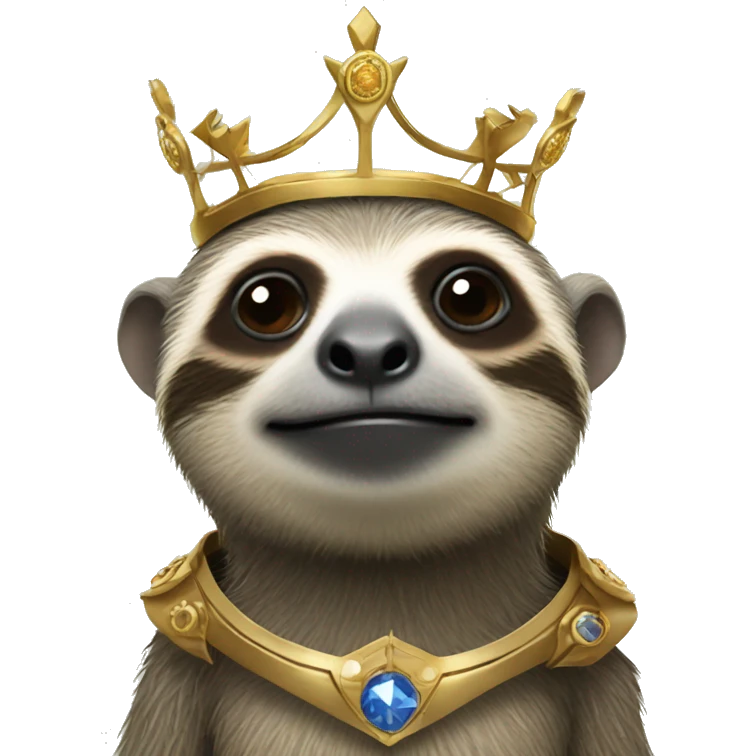Cyborg Sloth wearing a royal crown  emoji