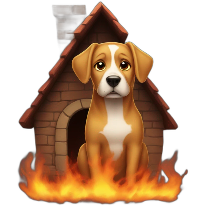 Dog in a fire mansion emoji