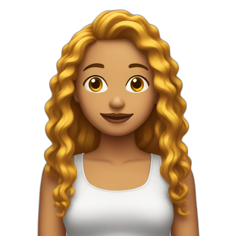 Chica con pelo largo rizado emoji