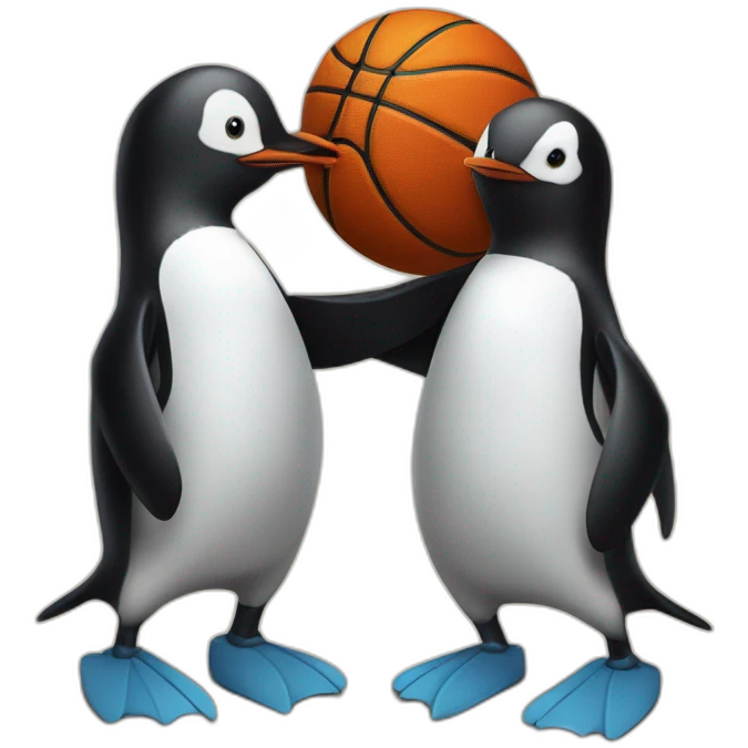 Pingüin playing basketball emoji