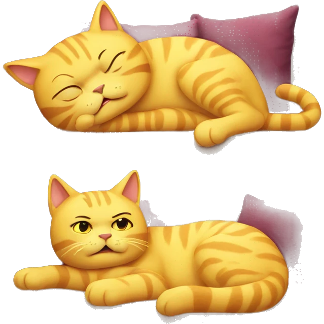 lazy yellow cat lie in sofa emoji
