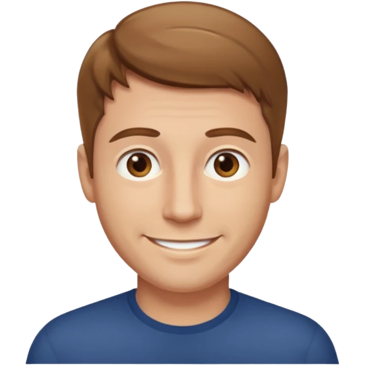 homme cheveux court marron clair sans barbe sourrir emoji