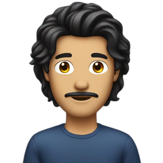 man with black curtain hair style emoji