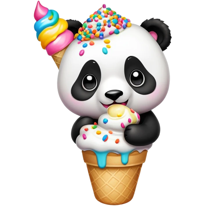Panda eating ice cream emoji