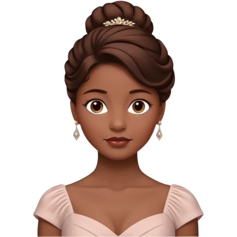 Cinematic Emma Darcyn Realistic Portrait, depicted with lifelike skin texture, subtle rosy undertones, and soft natural lighting that enhances the gentle contours of her face. Her intricately detailed brown hair is elegantly styled in an updo, emoji