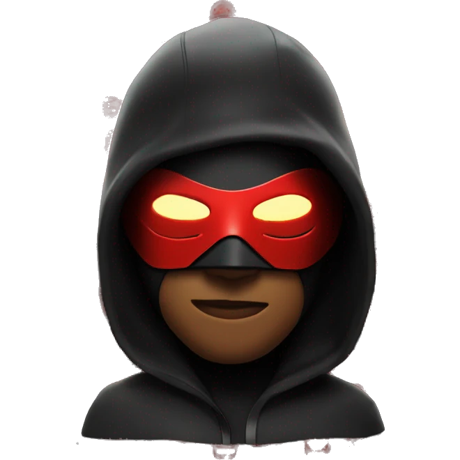 skimask superhero, all black, with the inside of eyes glowing red emoji