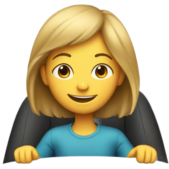 smiling girl in car interior emoji