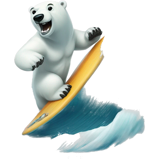 polar bear surfing in ocean emoji