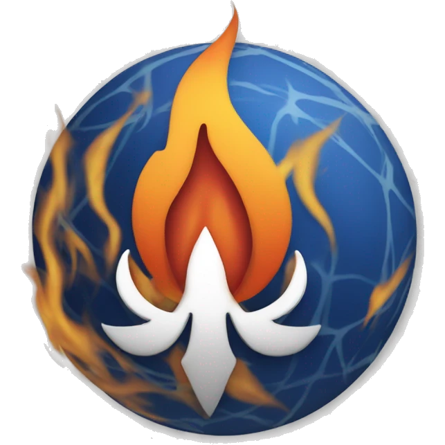The atlasian logo with flames around i emoji