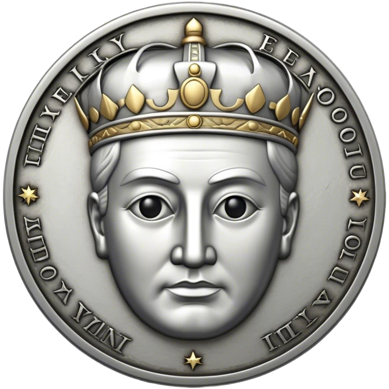 old silver coin with emperor emoji
