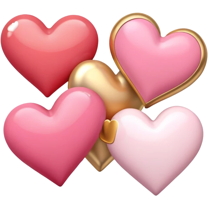 Romantic pastel red and pink and white and gold hearts emoji