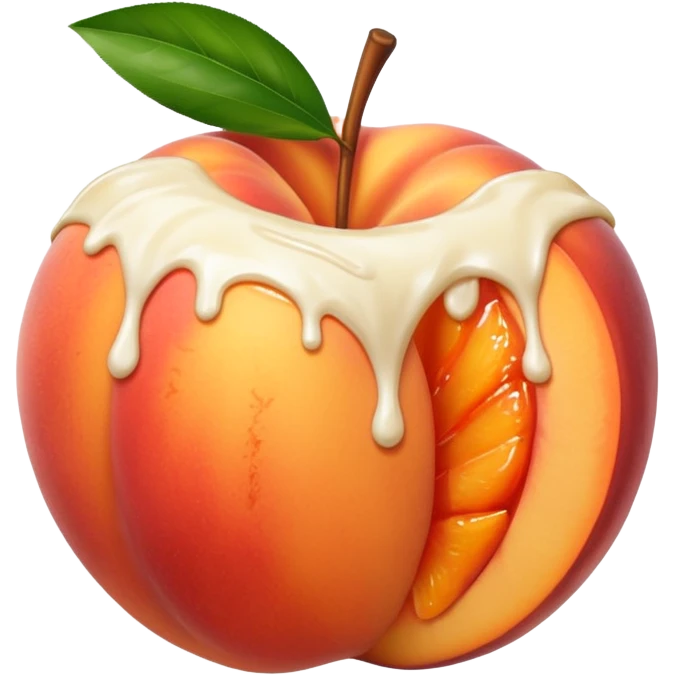 White cream drenched on a peach emoji
