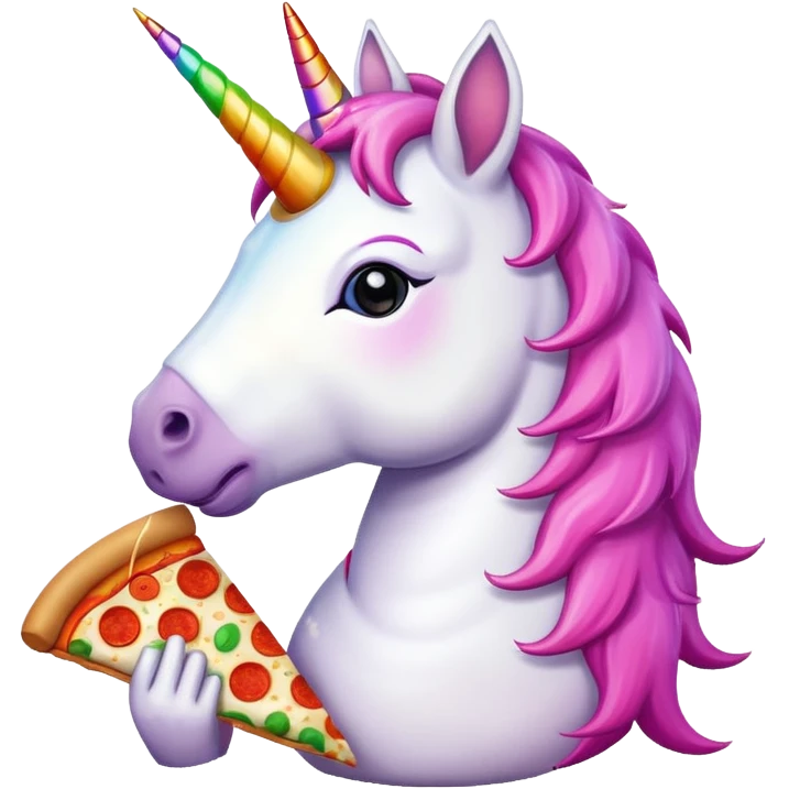 Unicorn eating pizza emoji