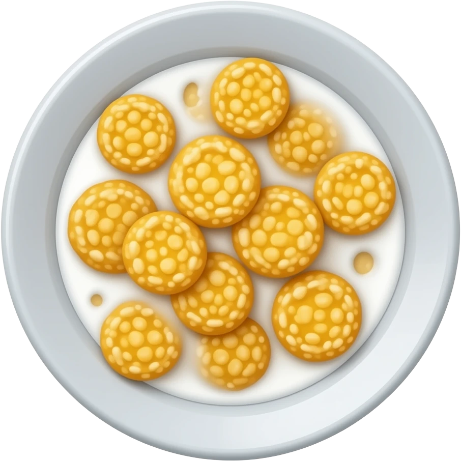 Un plato con cereal y leche emoji