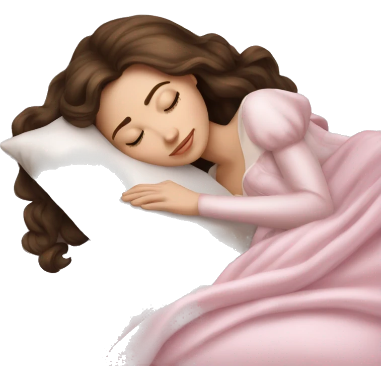 sleeping beauty brunette white girl with a silk pillow emoji
