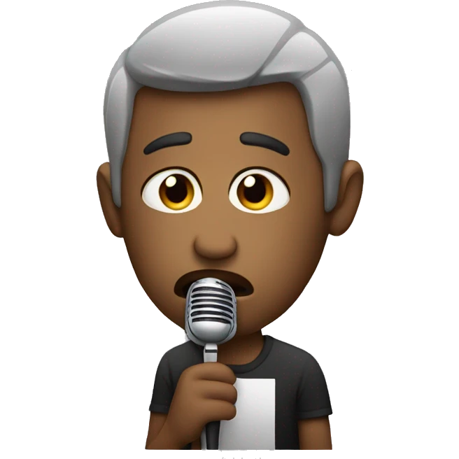 Sad musician holding his microphone emoji
