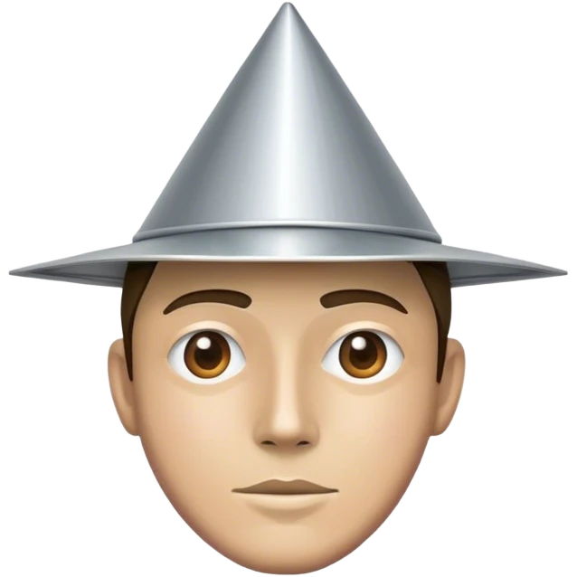 a man made all out of tin and with a triangle hat in tin emoji