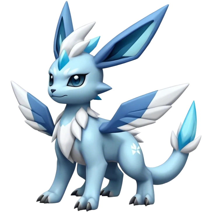 Fluffy Kyurem-Glaceon-dialga-hybrid, full body emoji