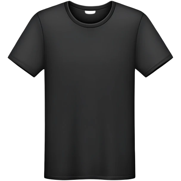 simple black t-shirt with round neck, flat layout, only the garment itself, no human form, plain clothing item on white background emoji