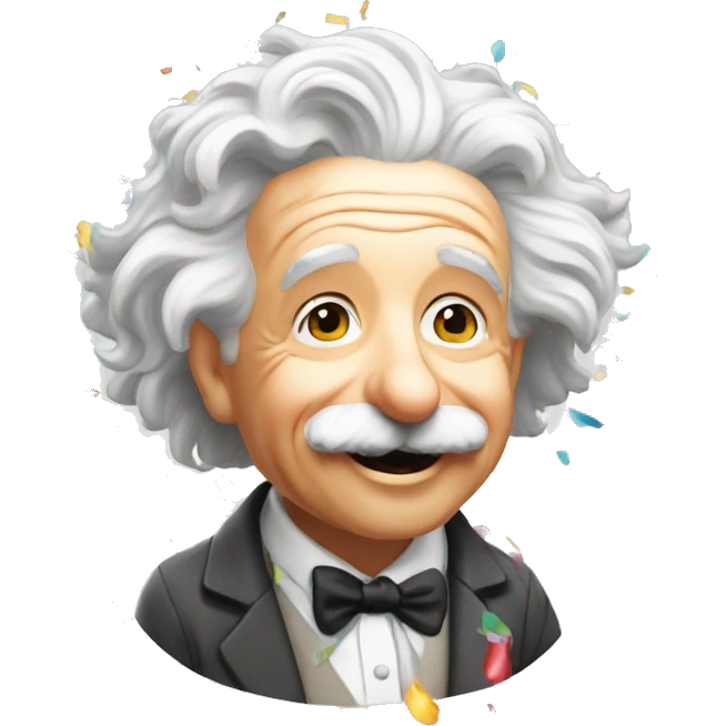 happy albert einstein shooting colorful confetti popper emoji
