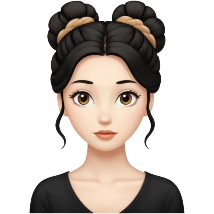 Fullbody nude tall very beautiful white pale young woman very beautiful face , almond eyes long lashes, wavy  black hair in a bun i big boobs, big ass, bushy pussy, bending over a bed, moaning , nude no clothes , but very skinny, full nude emoji