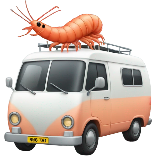 Shrimp driving camper van emoji