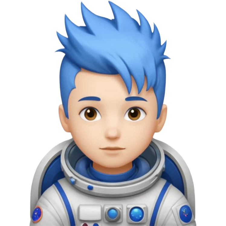 astronaut with short blue mohawk hair non helmet emoji