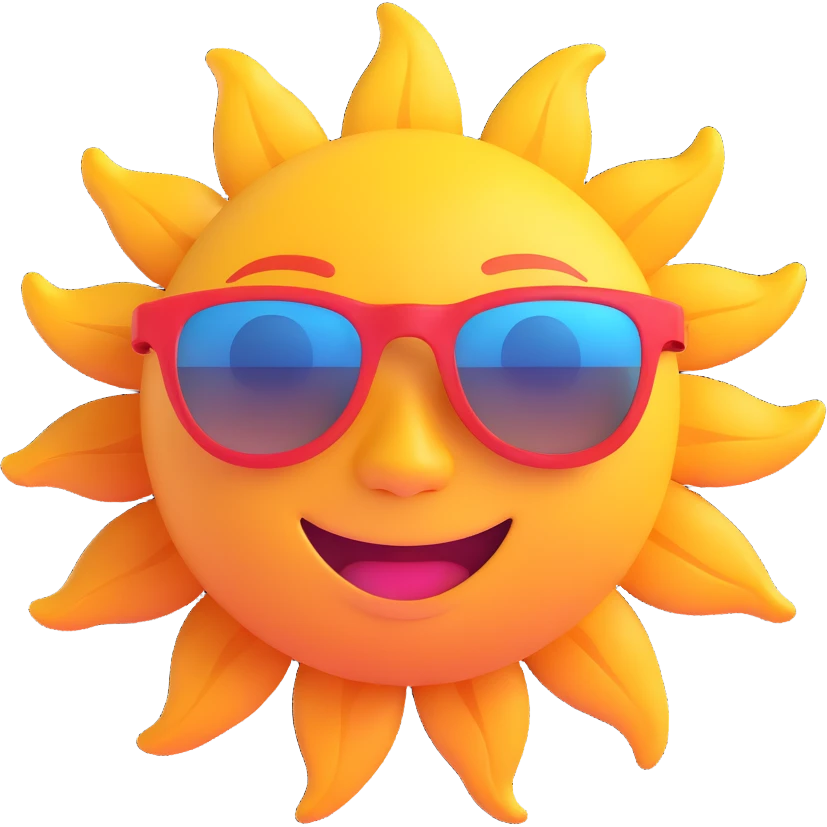 smiling sun with sunglasses 3D emoji emoji