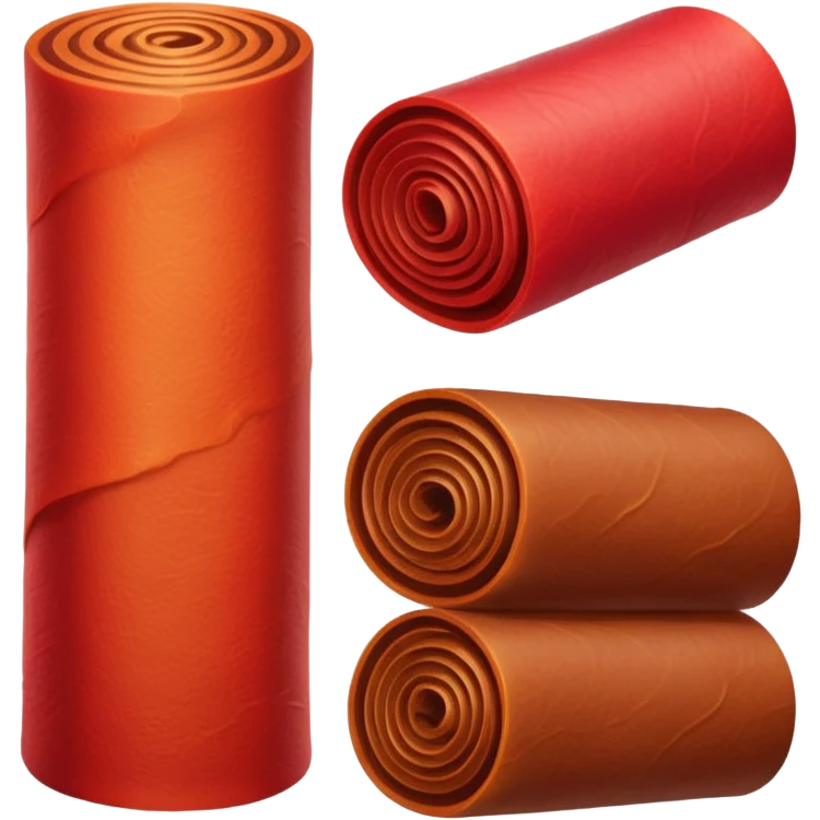 fruit leather rolled and unrolled, vibrant colors, simple and cute emoji